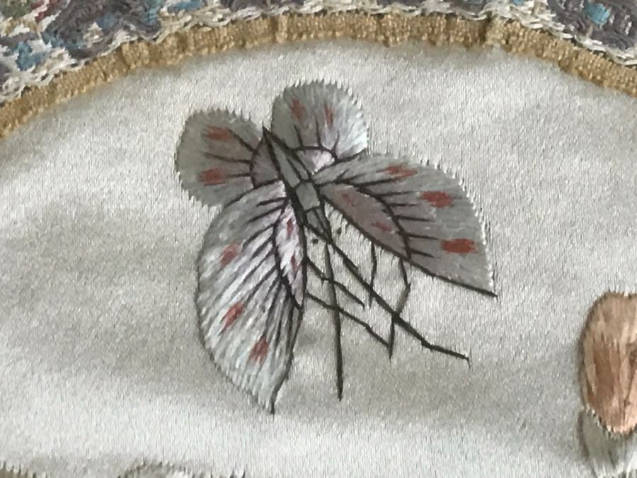 Pair Of Framed Asian Silk Embroidery Of Butterflies And Flowers Artwork [Photo 11]