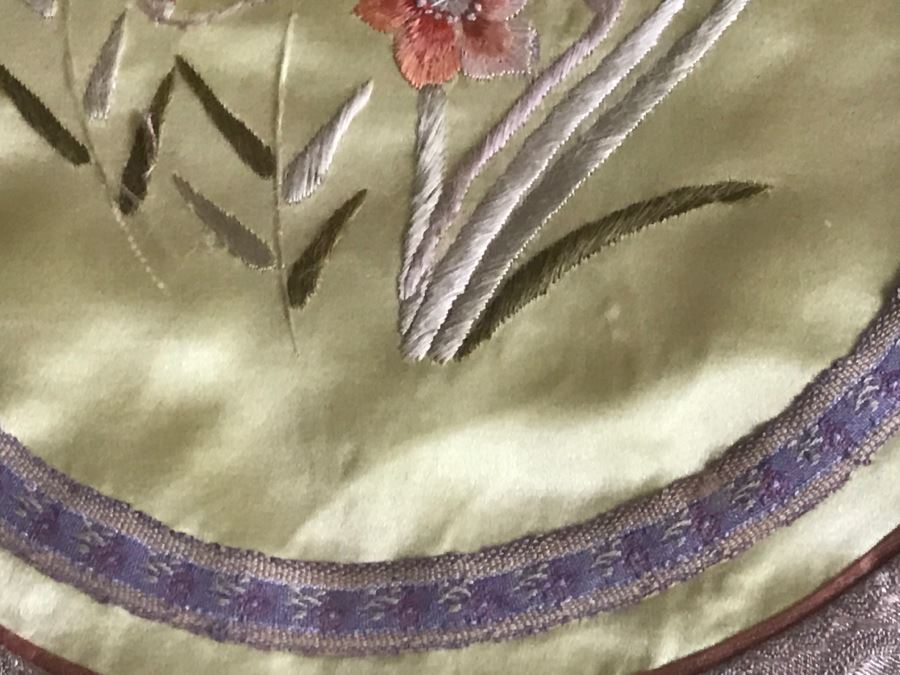 Pair Of Framed Asian Silk Embroidery Of Butterflies And Flowers Artwork [Photo 20]