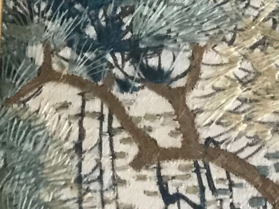 STUNNING Very Fine Vintage Hand Stitched Silk Embroidery Of Many Birds And Trees In Gilt Bamboo Frame [Photo 28]