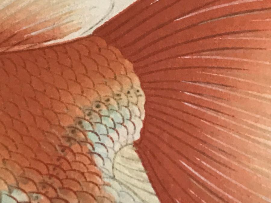 Original Signed Japaneses Painting Of Koi Fish [Photo 15]