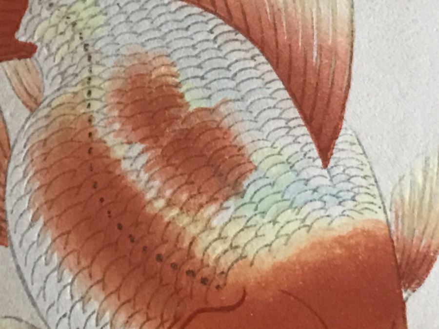 Original Signed Japaneses Painting Of Koi Fish [Photo 8]