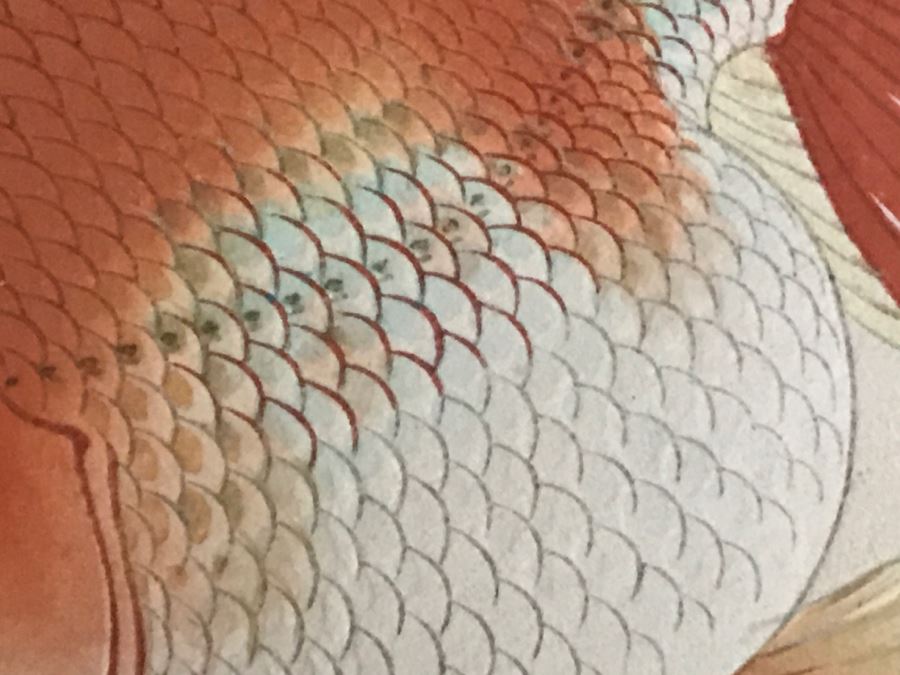 Original Signed Japaneses Painting Of Koi Fish [Photo 6]