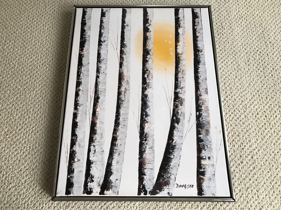 Original Oil Painting Of Trees And Sun By Dongsoo [Photo 8]