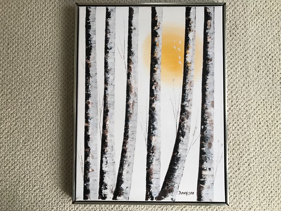 Original Oil Painting Of Trees And Sun By Dongsoo [Photo 1]