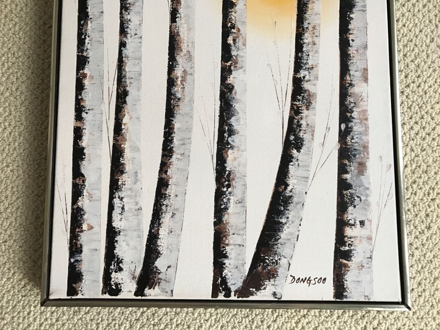 Original Oil Painting Of Trees And Sun By Dongsoo [Photo 2]