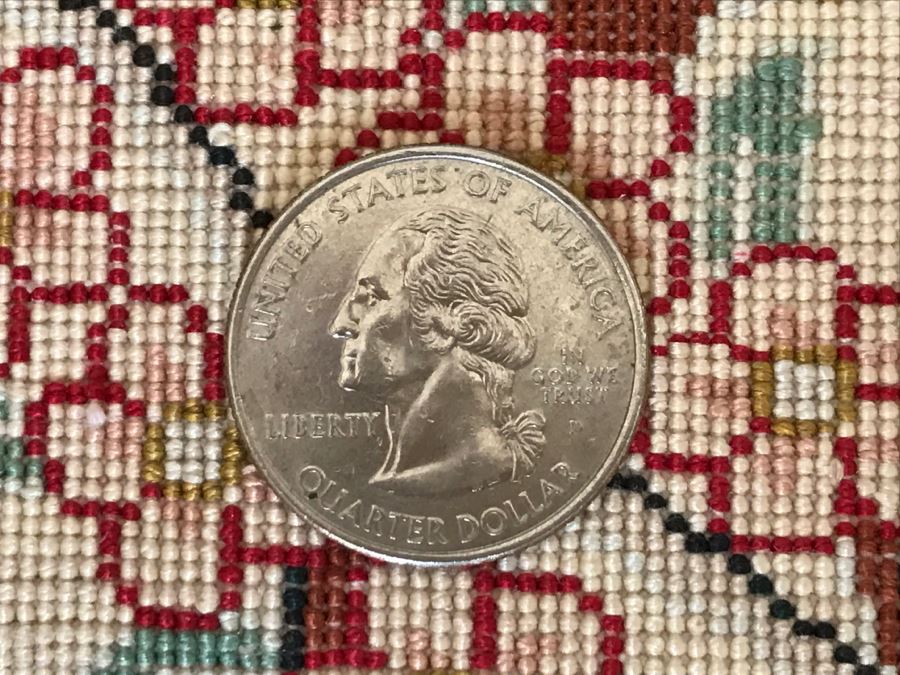 Stunning Finely Hand Woven Silk Signed Persian Rug Meant For Wall Hanging 39' X 60' [Photo 23]