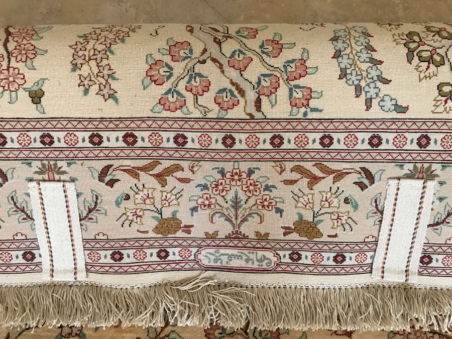 Stunning Finely Hand Woven Silk Signed Persian Rug Meant For Wall Hanging 39' X 60' [Photo 19]