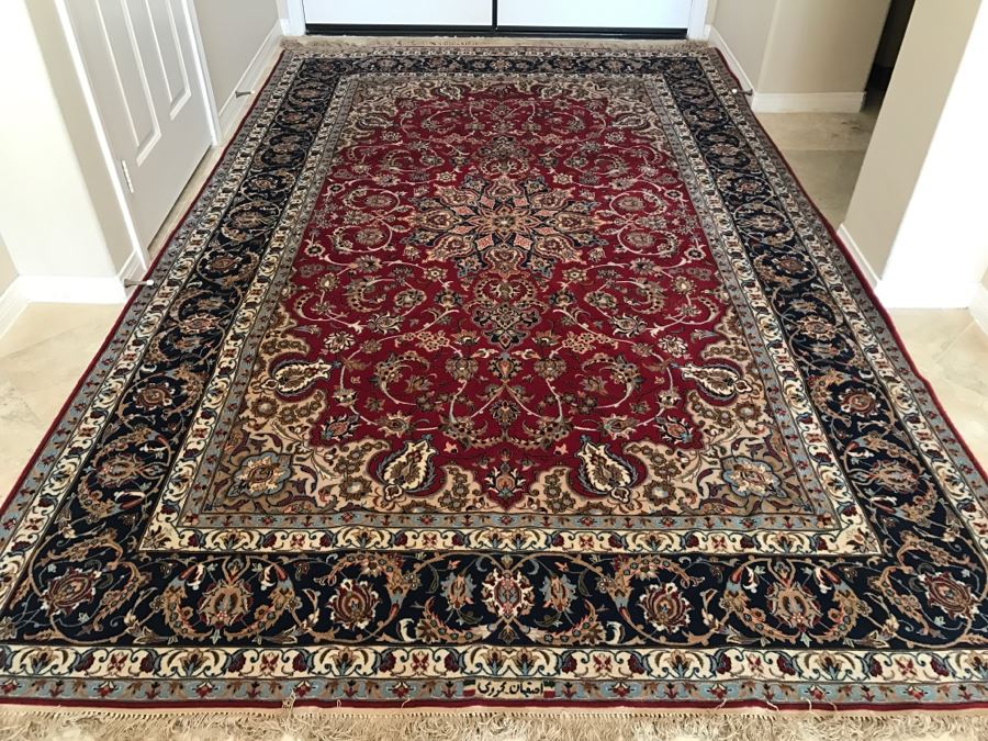 Stunning Finely Knotted Oriental Wool Area Rug From Iran Signed 78' X 126' [Photo 2]