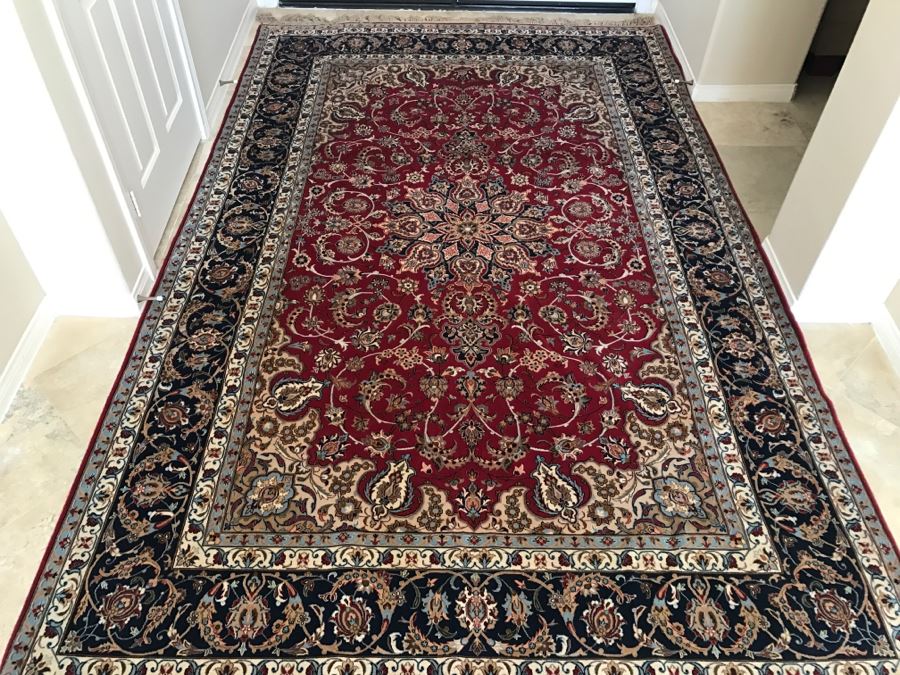 Stunning Finely Knotted Oriental Wool Area Rug From Iran Signed 78' X 126' [Photo 5]
