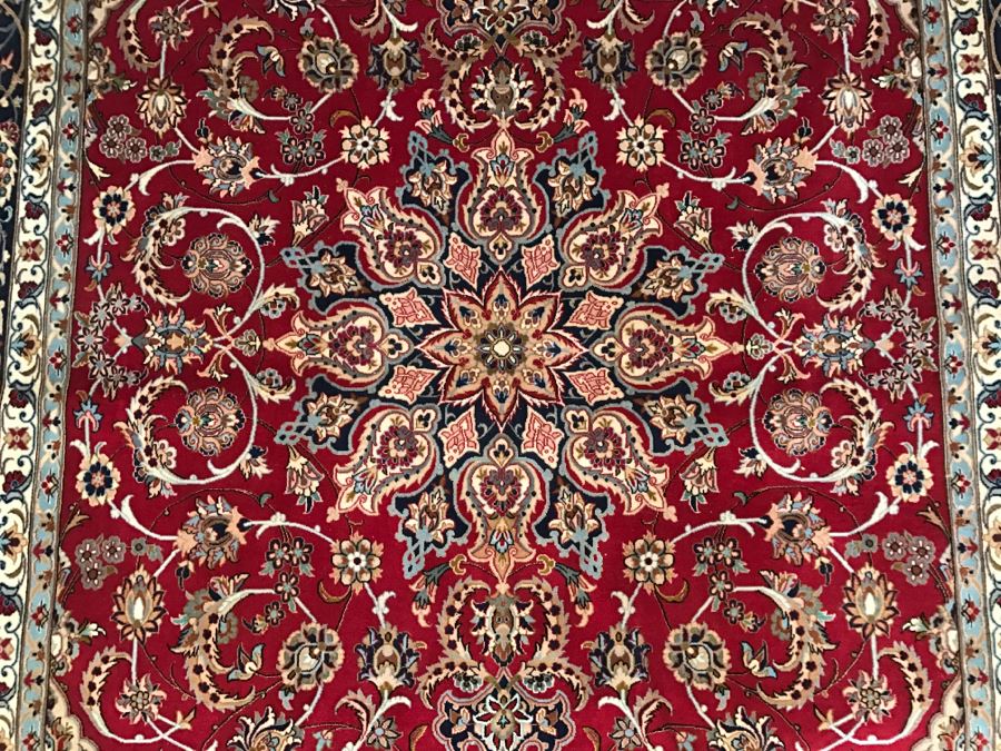 Stunning Finely Knotted Oriental Wool Area Rug From Iran Signed 78' X 126' [Photo 7]