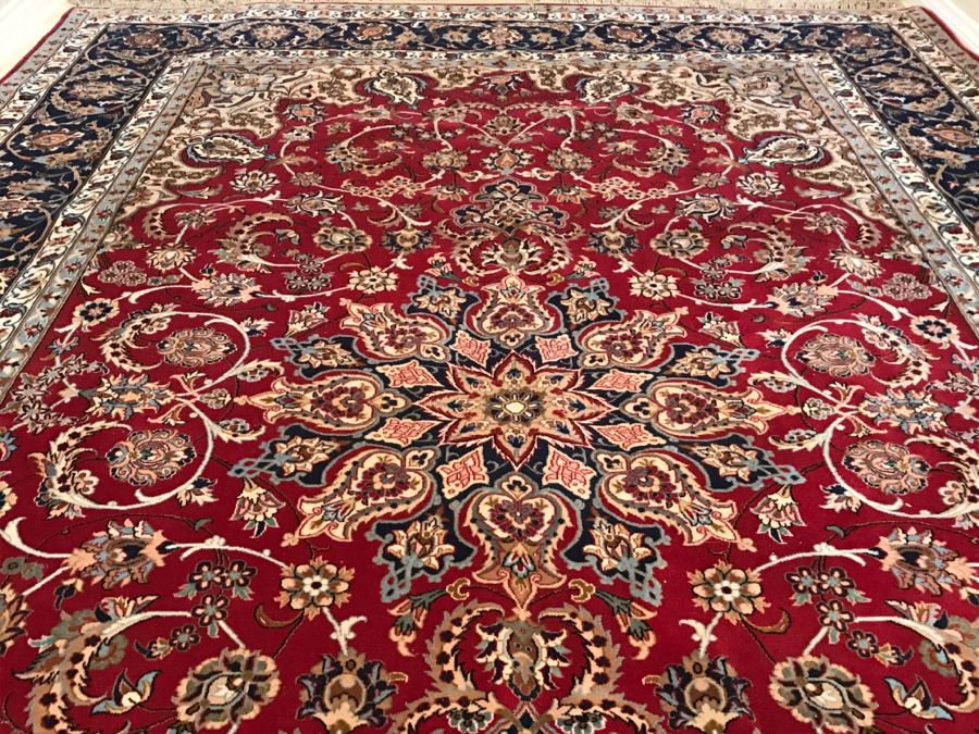 Stunning Finely Knotted Oriental Wool Area Rug From Iran Signed 78' X 126' [Photo 11]