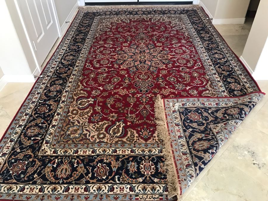 Stunning Finely Knotted Oriental Wool Area Rug From Iran Signed 78' X 126' [Photo 16]
