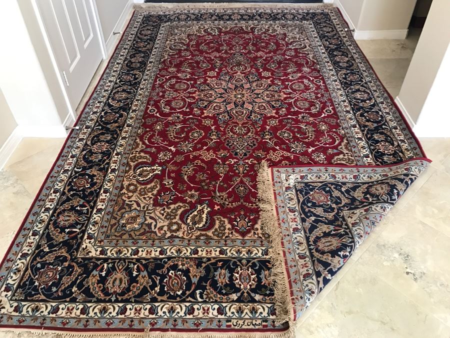 Stunning Finely Knotted Oriental Wool Area Rug From Iran Signed 78' X 126' [Photo 15]