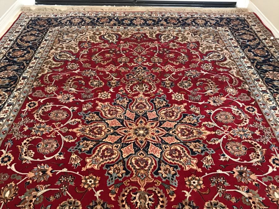 Stunning Finely Knotted Oriental Wool Area Rug From Iran Signed 78' X 126' [Photo 12]