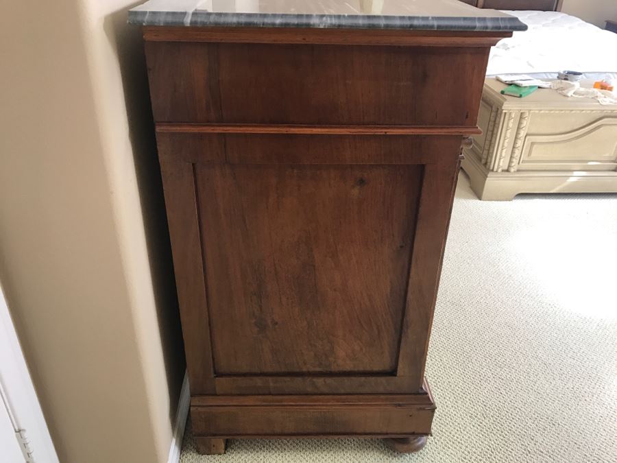 Beautiful Antique Wood Carved Chest Of Drawers Dresser 4-Drawers With Marble Top (See Matching Nightstand) [Photo 7]