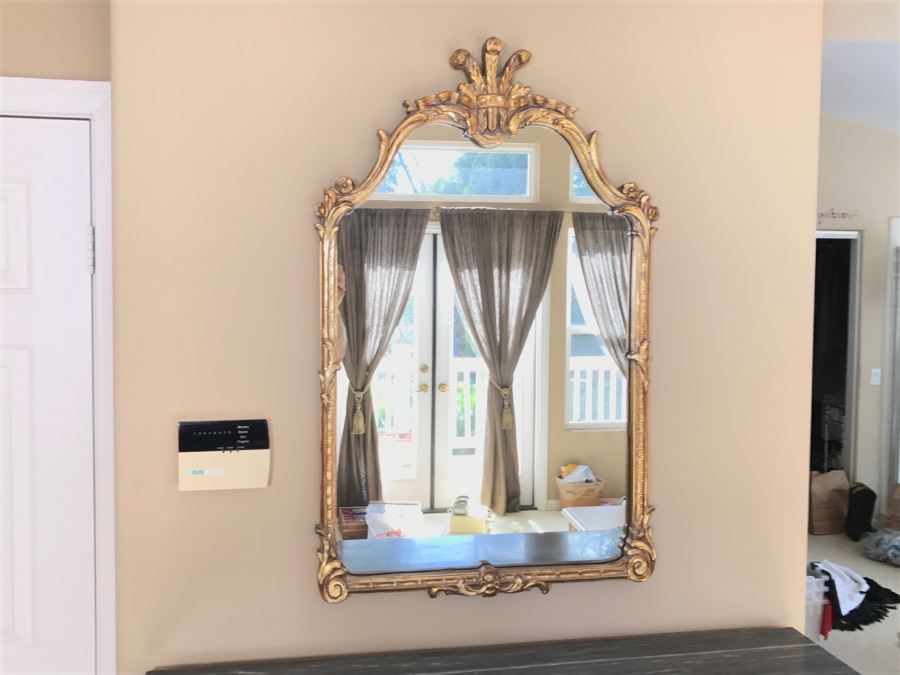 Stunning Ornate Gilt Wood Wall Mirror 24' X 39' [Photo 1]