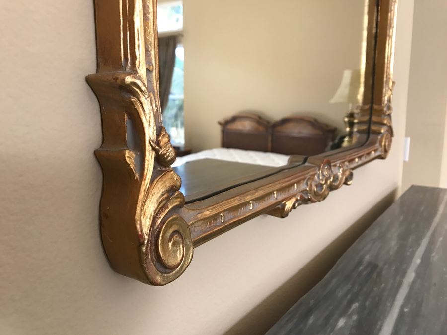 Stunning Ornate Gilt Wood Wall Mirror 24' X 39' [Photo 7]