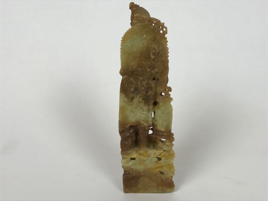 Vintage Asian Soapstone Carving Of Elder Fisherman [Photo 9]