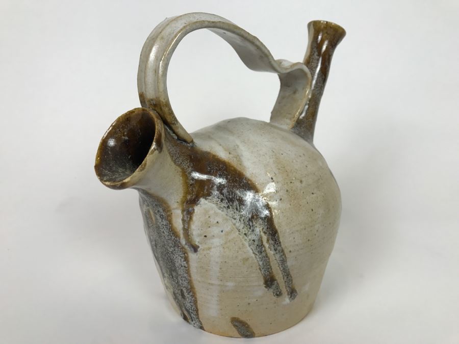 Signed Mid-Century Double Spout Vessel - Minor Chip On One Spout As Shown In Photo [Photo 9]