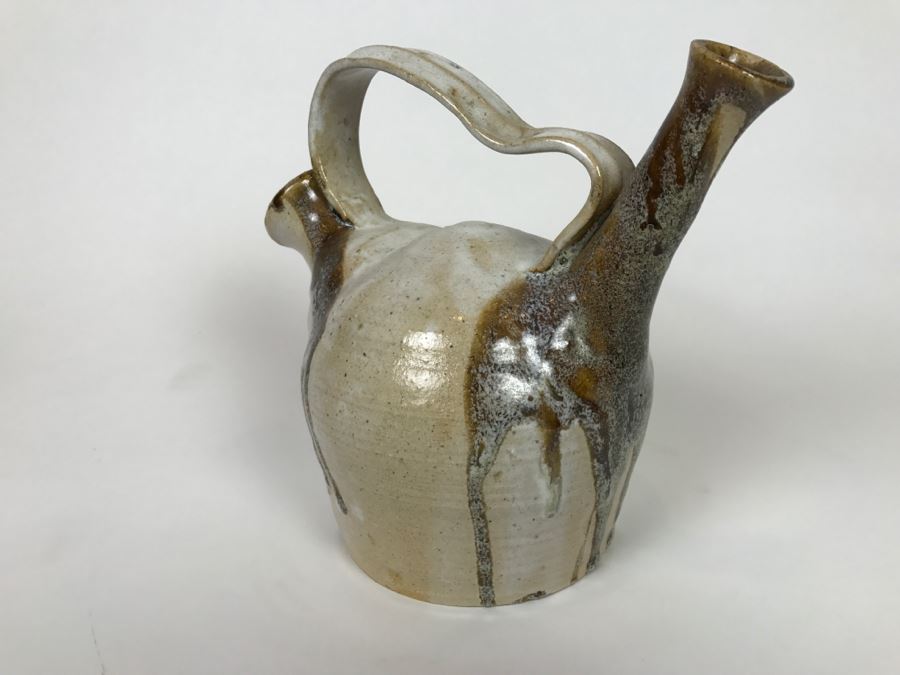 Signed Mid-Century Double Spout Vessel - Minor Chip On One Spout As Shown In Photo [Photo 10]