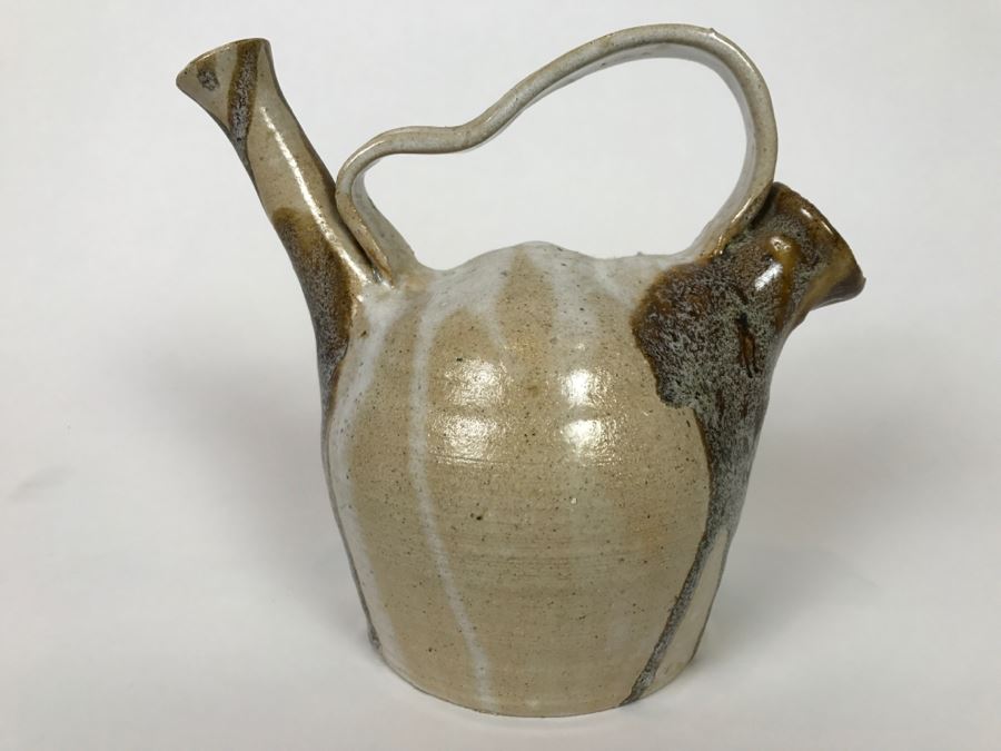 Signed Mid-Century Double Spout Vessel - Minor Chip On One Spout As Shown In Photo [Photo 2]