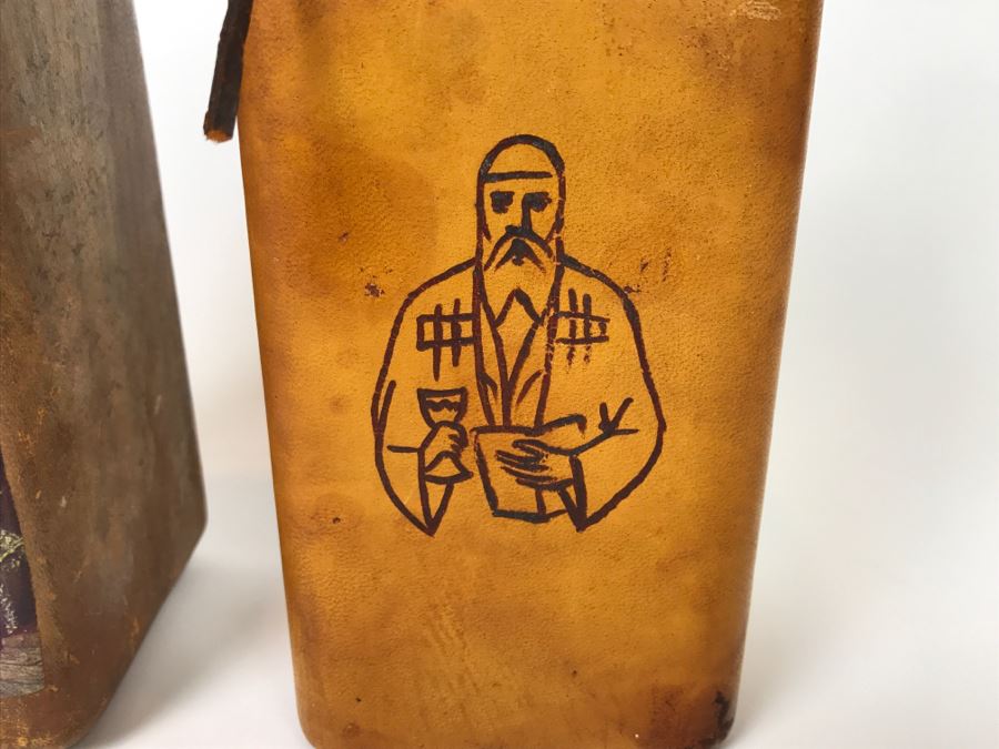 Pair Of Leather Bound Liquor Decanters [Photo 4]