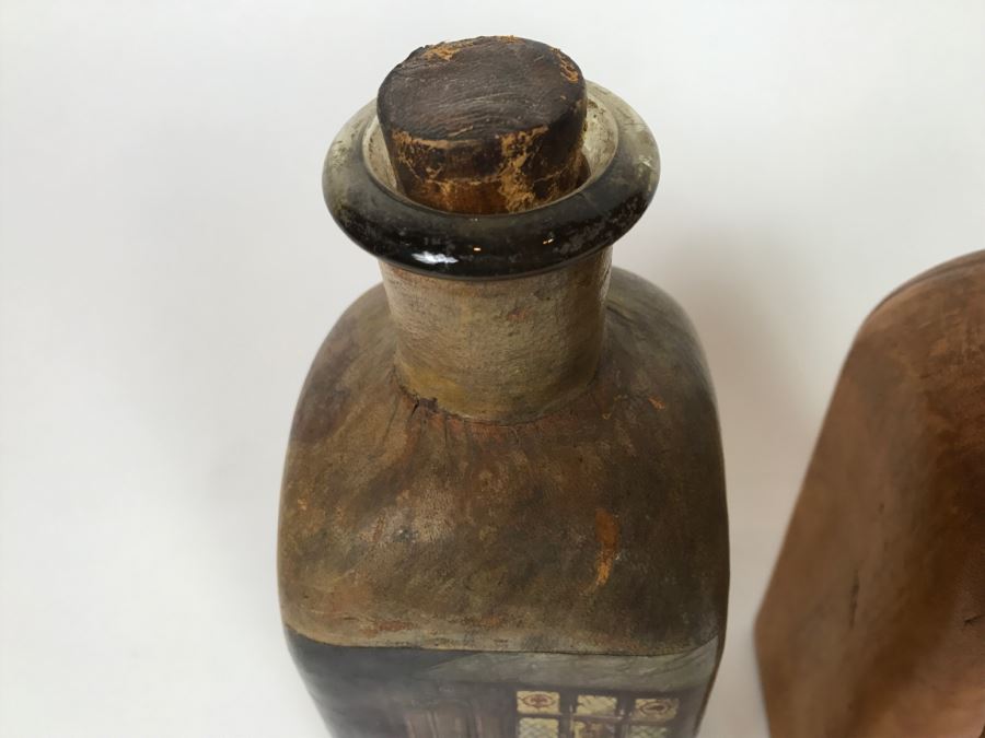 Pair Of Leather Bound Liquor Decanters [Photo 9]