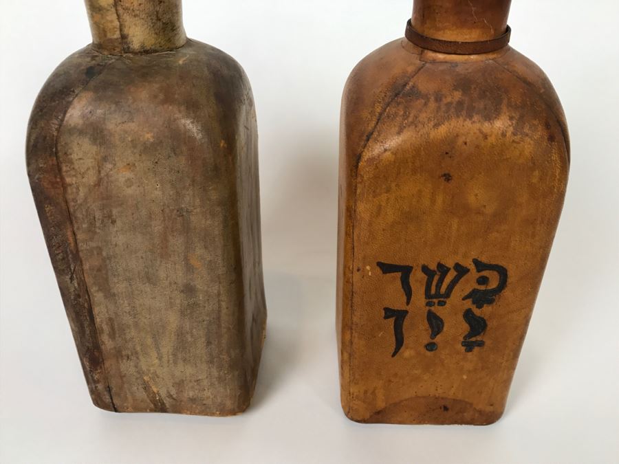 Pair Of Leather Bound Liquor Decanters [Photo 11]