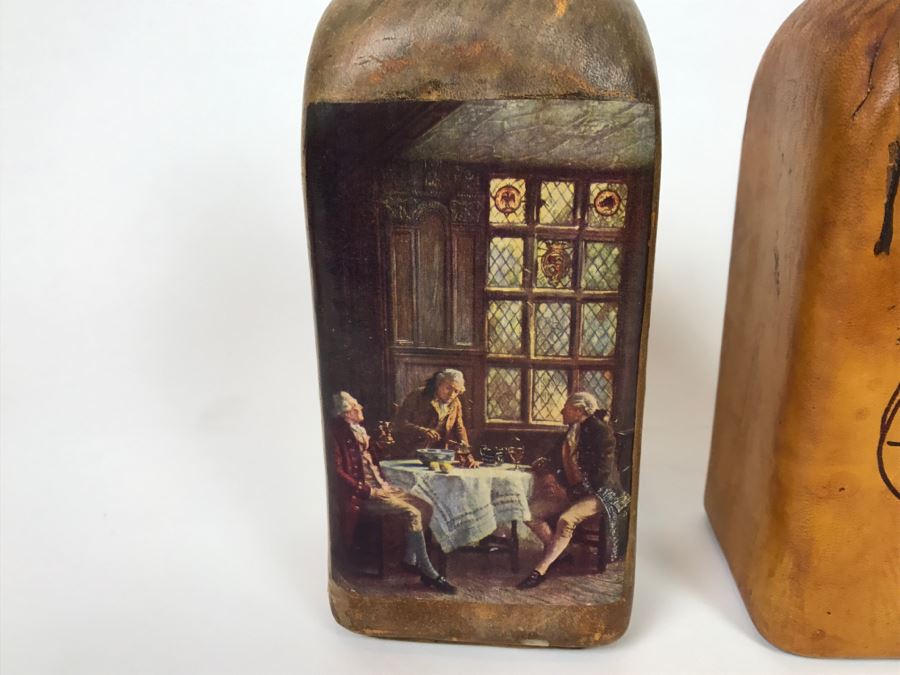 Pair Of Leather Bound Liquor Decanters [Photo 5]