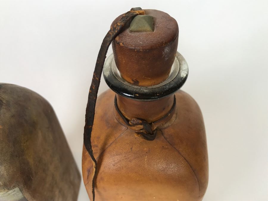 Pair Of Leather Bound Liquor Decanters [Photo 8]