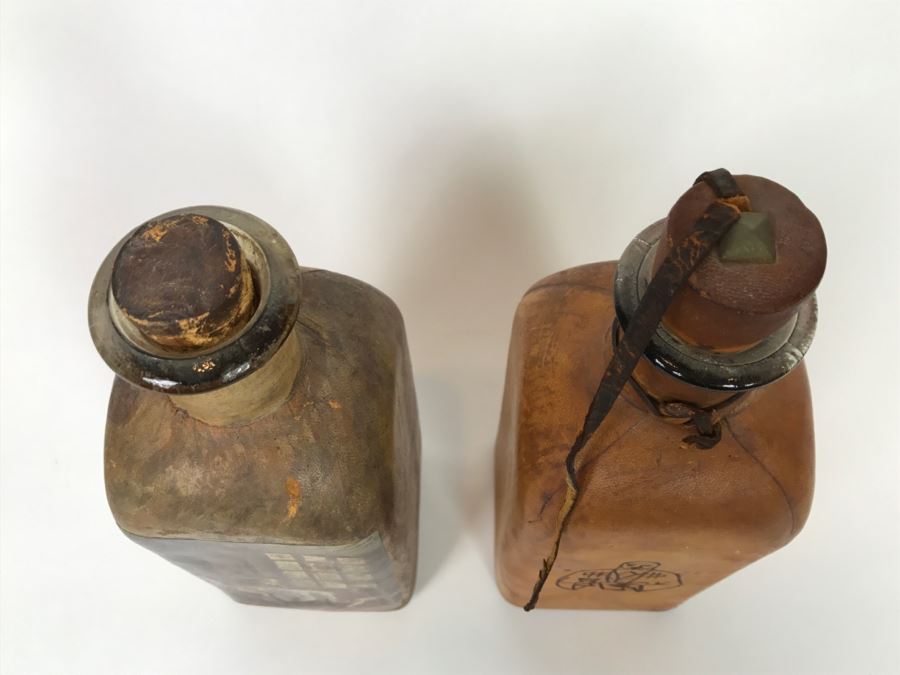 Pair Of Leather Bound Liquor Decanters [Photo 7]