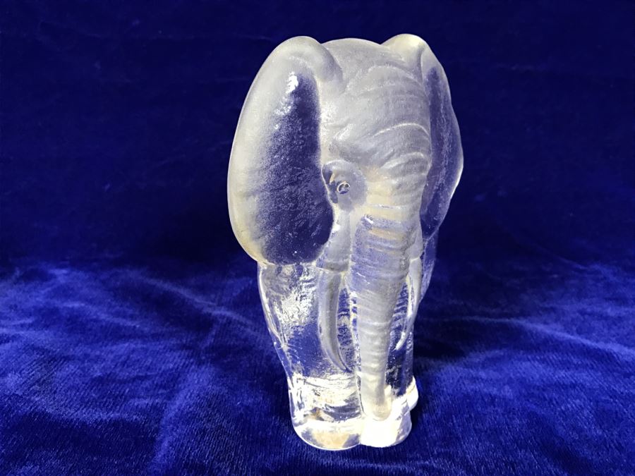 Mats Jonasson Swedish Art Crystal Elephant Figurine Sculpture Paper Weight Signed [Photo 7]