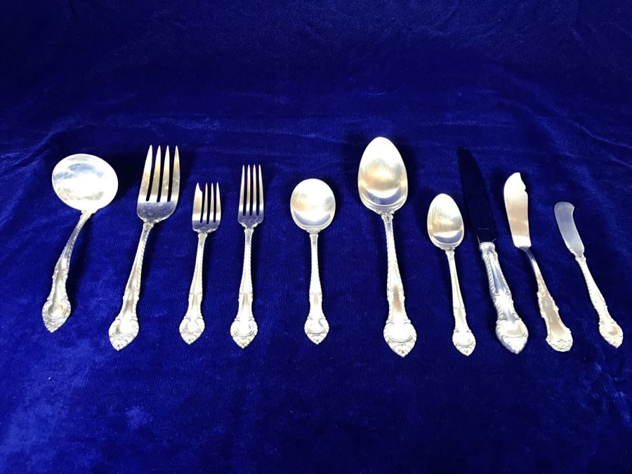 GORHAM English Gadroon Sterling Silver Flatware Set Apx Service For 8 With Gorham Silverware Chest - 1,735g Not Including Knives [Photo 10]