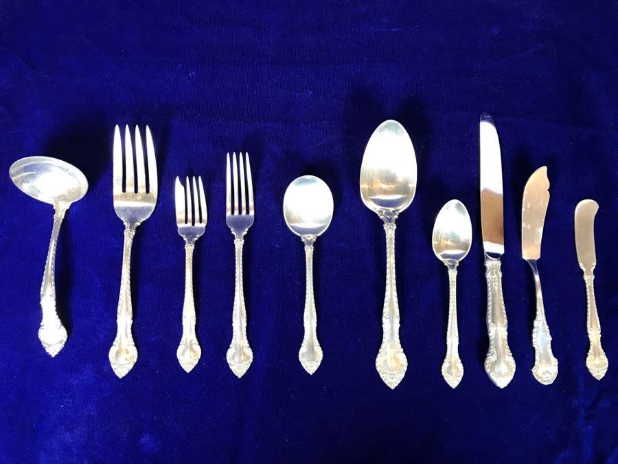 GORHAM English Gadroon Sterling Silver Flatware Set Apx Service For 8 With Gorham Silverware Chest - 1,735g Not Including Knives [Photo 11]
