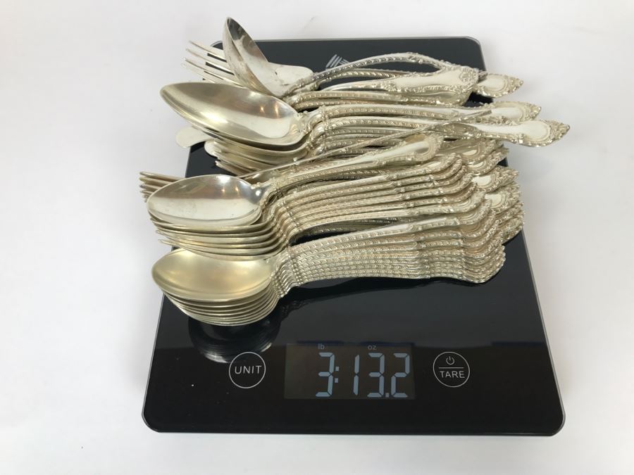 GORHAM English Gadroon Sterling Silver Flatware Set Apx Service For 8 With Gorham Silverware Chest - 1,735g Not Including Knives [Photo 26]