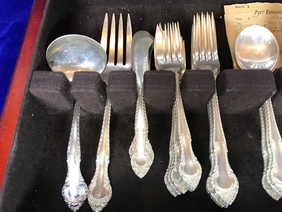 GORHAM English Gadroon Sterling Silver Flatware Set Apx Service For 8 With Gorham Silverware Chest - 1,735g Not Including Knives [Photo 7]
