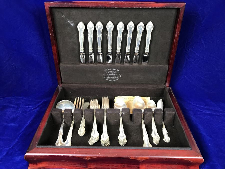 GORHAM English Gadroon Sterling Silver Flatware Set Apx Service For 8 ...