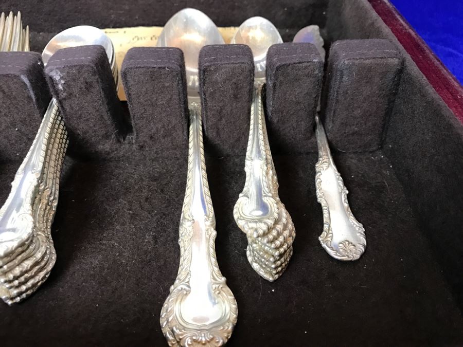 GORHAM English Gadroon Sterling Silver Flatware Set Apx Service For 8 With Gorham Silverware Chest - 1,735g Not Including Knives [Photo 9]