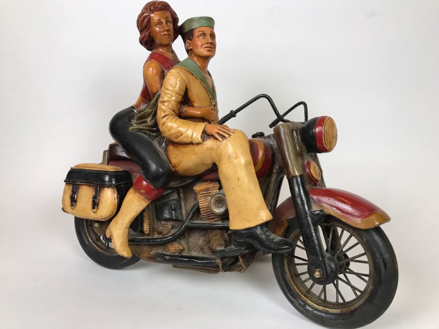 Large Decorative Motorcycle Model With Navy Man And Woman Sitting On Bike [Photo 3]