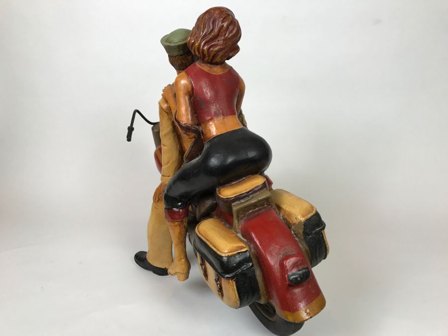 Large Decorative Motorcycle Model With Navy Man And Woman Sitting On Bike [Photo 15]