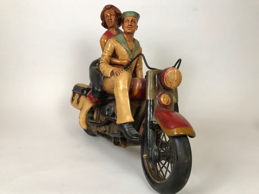 Large Decorative Motorcycle Model With Navy Man And Woman Sitting On Bike [Photo 7]