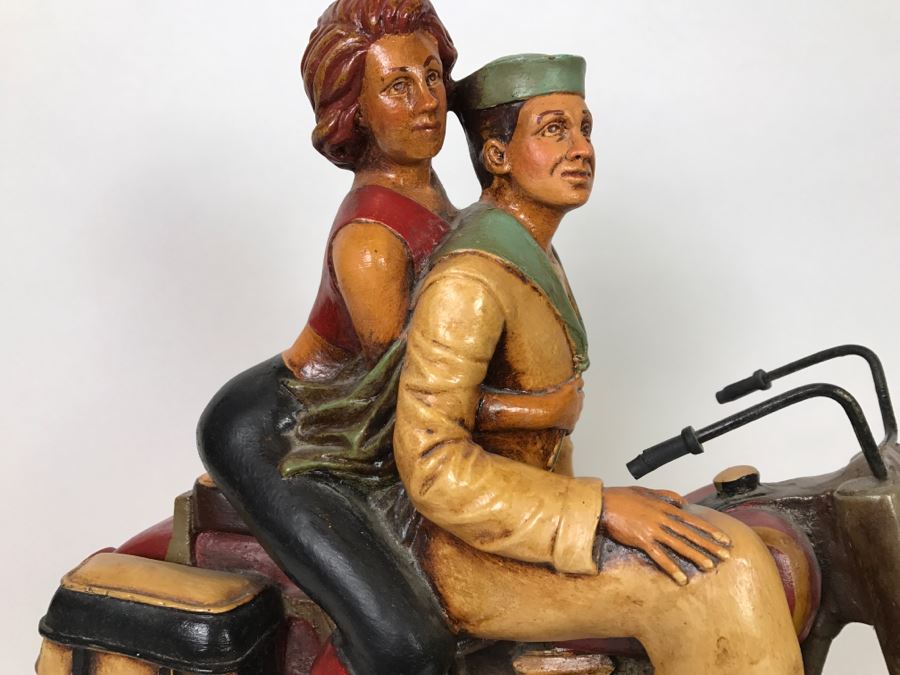 Large Decorative Motorcycle Model With Navy Man And Woman Sitting On Bike [Photo 4]