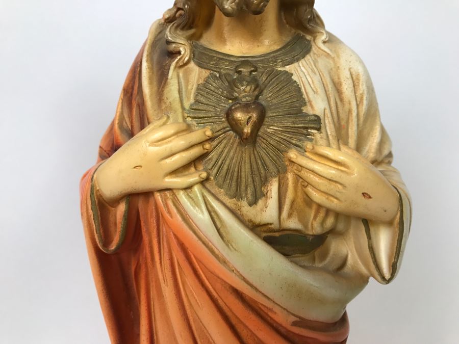 Vintage Plaster Jesus Figurine - Note Repair On Base Of Figurine [Photo 5]