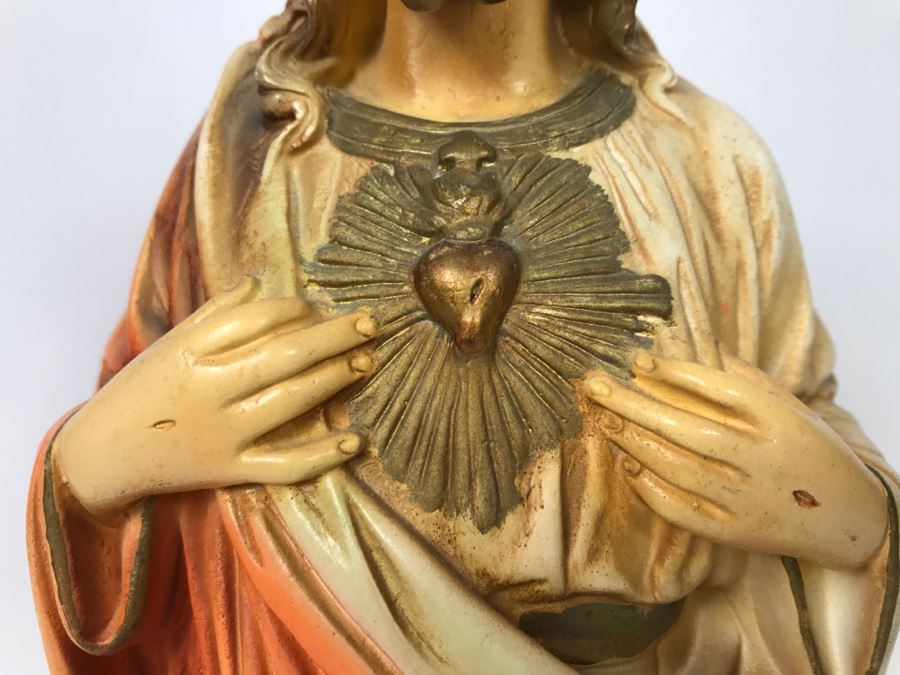 Vintage Plaster Jesus Figurine - Note Repair On Base Of Figurine [Photo 4]