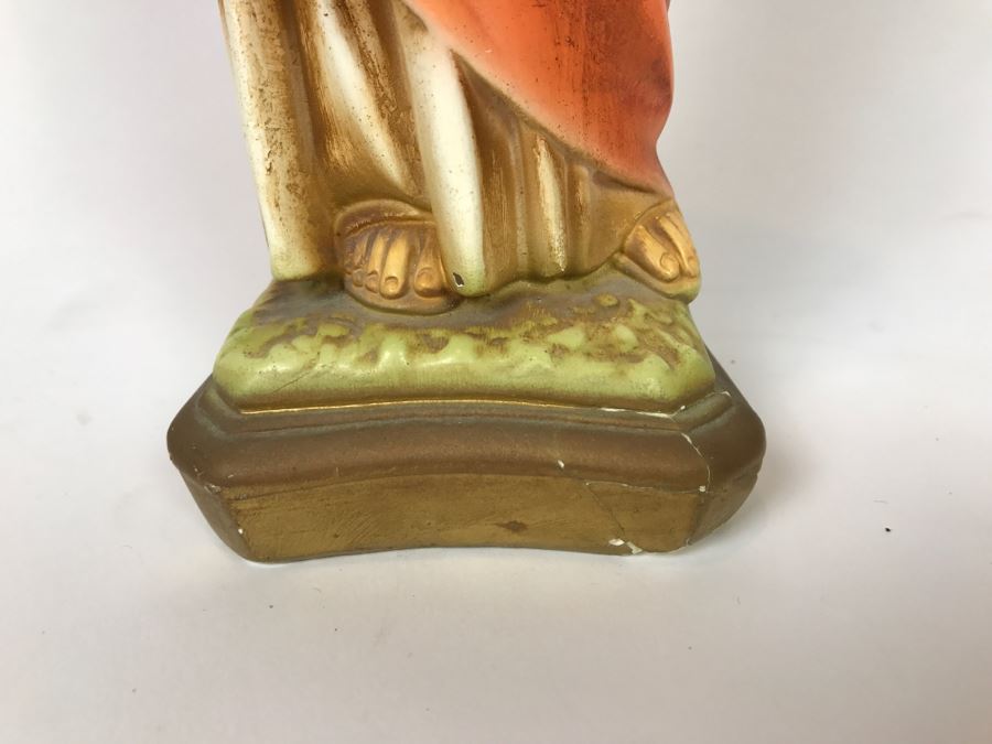 Vintage Plaster Jesus Figurine - Note Repair On Base Of Figurine [Photo 6]