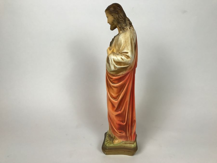 Vintage Plaster Jesus Figurine - Note Repair On Base Of Figurine [Photo 11]