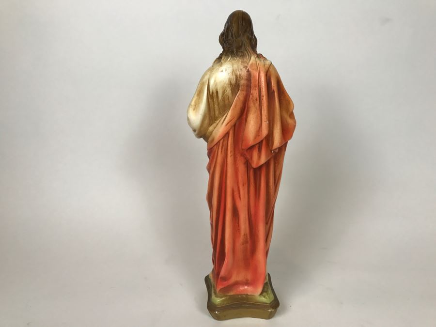 Vintage Plaster Jesus Figurine - Note Repair On Base Of Figurine [Photo 9]