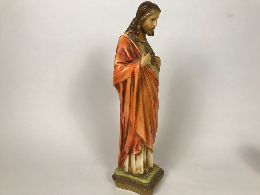 Vintage Plaster Jesus Figurine - Note Repair On Base Of Figurine [Photo 8]