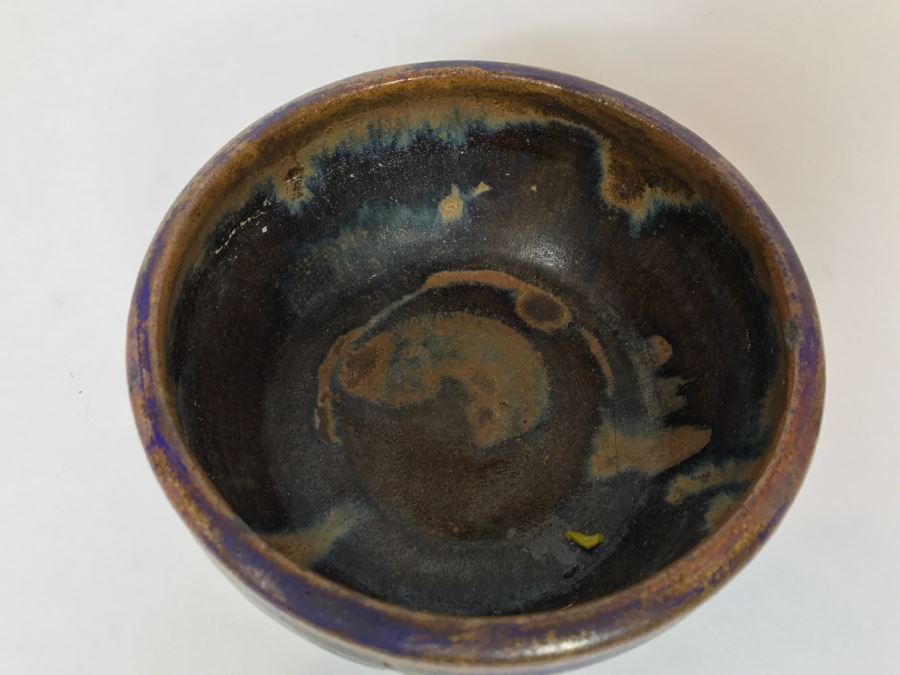 Vintage 1974 Mid-Century Pottery Bowl Signed S.A.T. P Enclosed By Triangle [Photo 5]