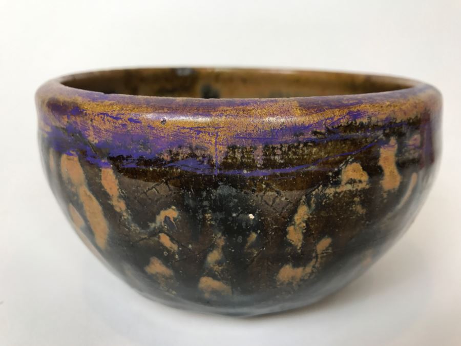 Vintage 1974 Mid-Century Pottery Bowl Signed S.A.T. P Enclosed By Triangle [Photo 9]